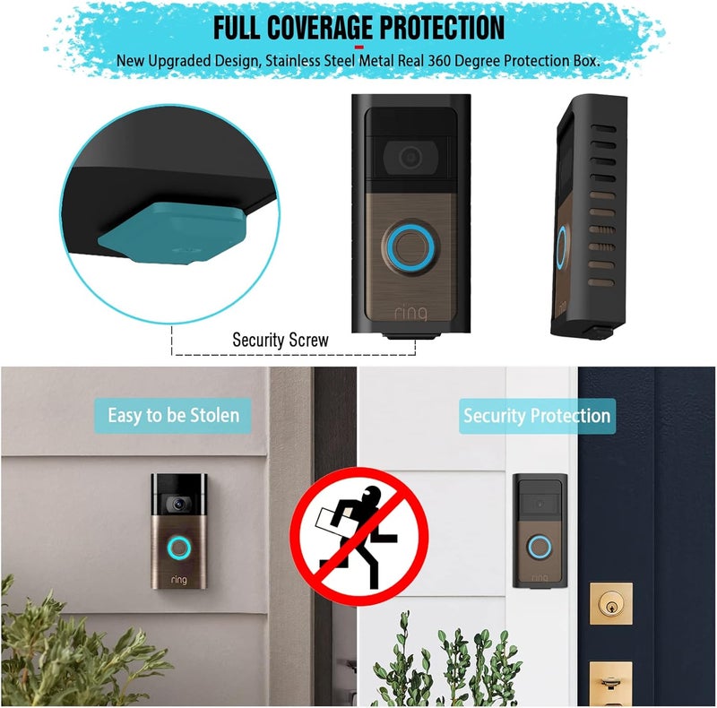 PUUUCI Store No-Drill Doorbell Mount for Ring Battery Video Doorbell 2/3/4/(2020 Release)/(2024 Release)/Plus/Pro, Adhesive Steel Metal Doorbell Mounting Bracket Accessories for Apartment, Home, Business - Image 4